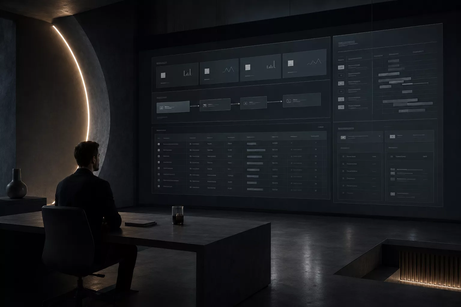 Application métier affichant tableaux de bord, données et workflows pour piloter les opérations