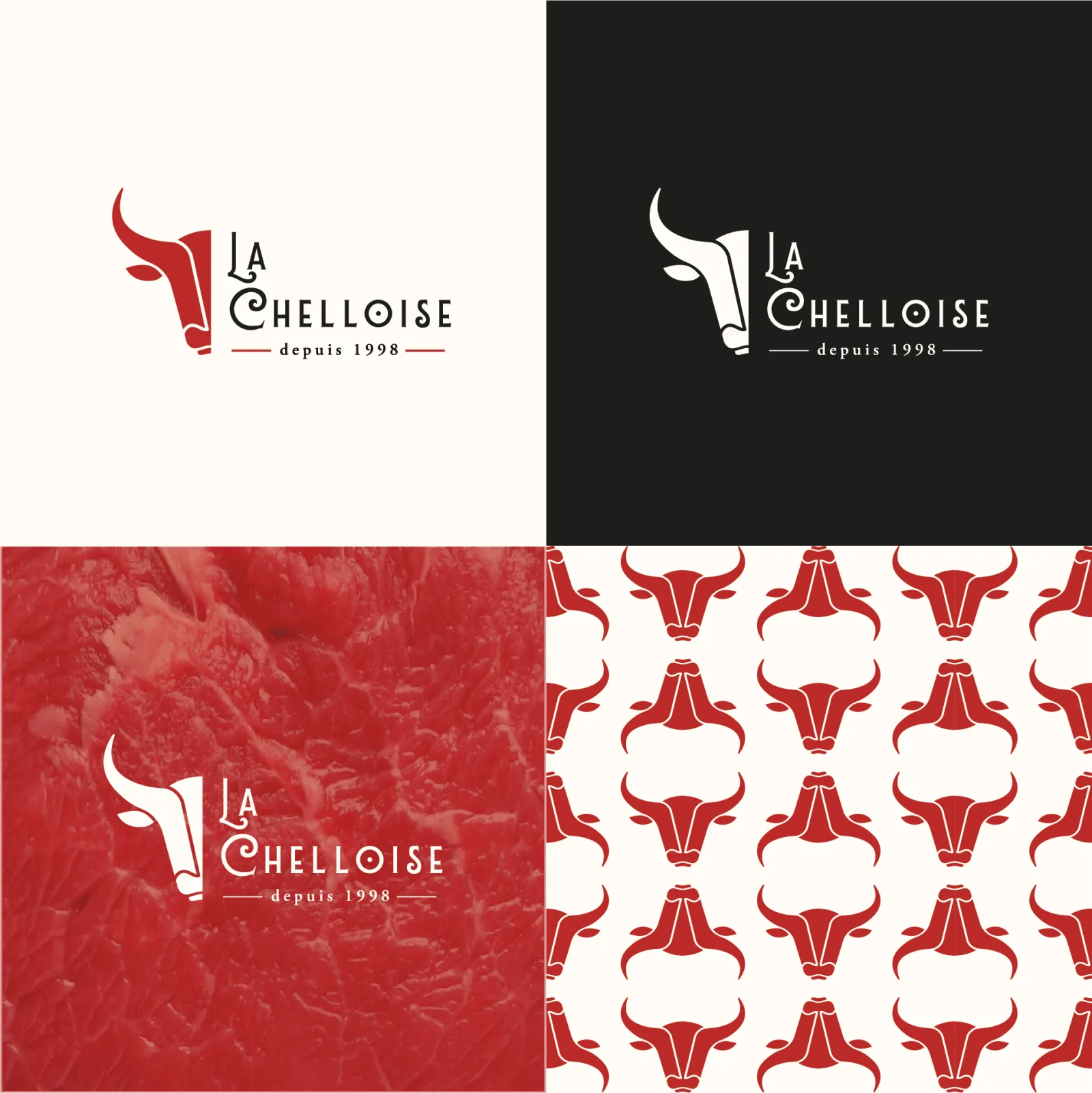 Visuels de la charte graphique de la boucherie La Chelloise